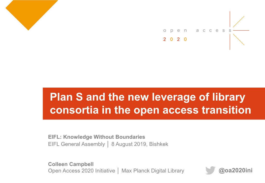 Plan S and the Transition to Open Access