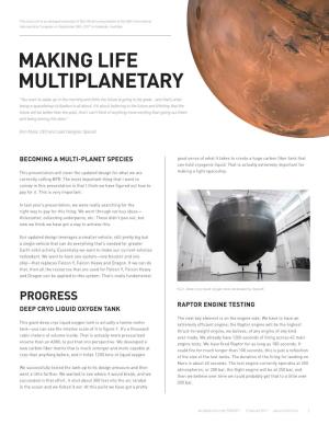 Making Life Multiplanetary