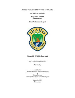 ID F16AF00908 Statewide Wildlife Research Final FY19