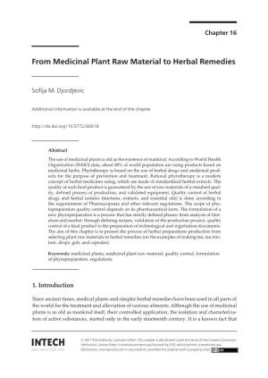 From Medicinal Plant Raw Material to Herbal Remedies 271