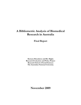 A Bibliometric Analysis of Biomedical Research in Australia November