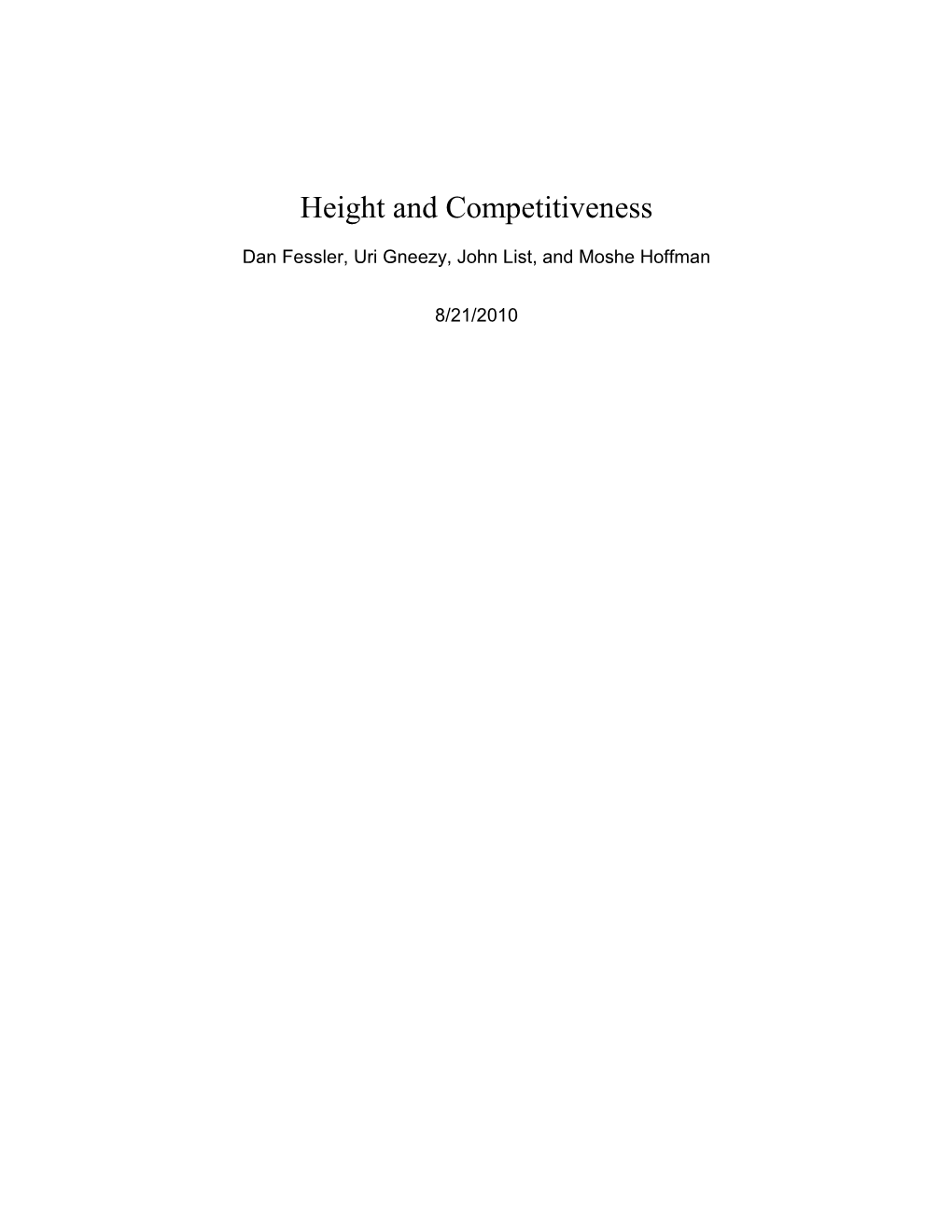 Height and Competitiveness