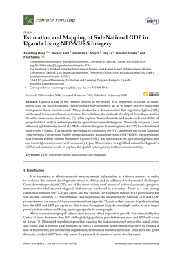 Estimation and Mapping of Sub-National GDP in Uganda Using NPP-VIIRS Imagery