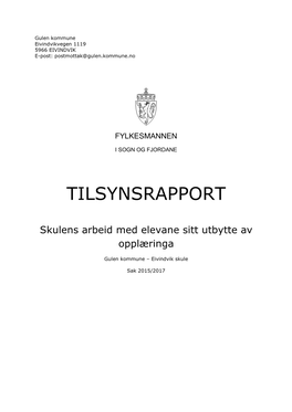 Tilsynsrapport Eivindvik Skule