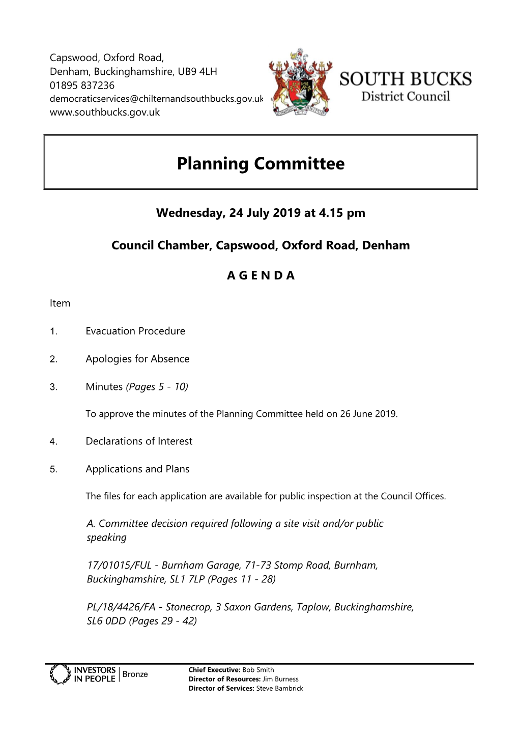 Agenda Document for Planning Committee, 24/07/2019 16:15