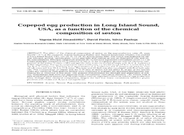 Copepod Egg Production in Long Island Sound, USA, As a Function of the Chemical Composition of Seston