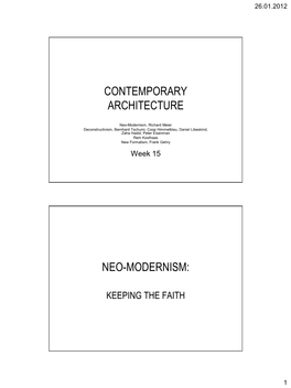Contemporary Architecture Neo-Modernism