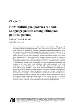 Language Politics Among Ethiopian Political Parties Mehari Zemelak Worku Addis Ababa University