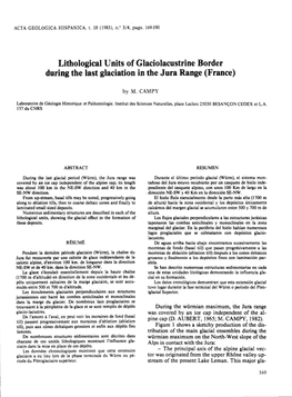 Lithological Units of Glaciolacustrine Border During the Last Glaciation in the Jura Range (France)