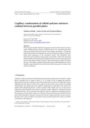 Capillary Condensation of Colloid–Polymer Mixtures Confined