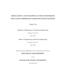 Modulation and Multiple Access Techniques for Ultra-Wideband Communication Systems