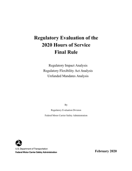 Regulatory Evaluation of the 2020 Hours of Service Final Rule