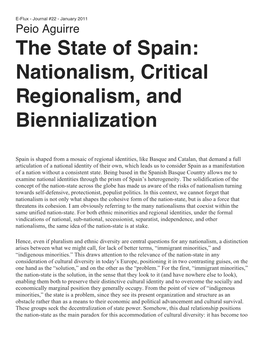 Peio Aguirre the State of Spain: Nationalism, Critical Regionalism, and Biennialization