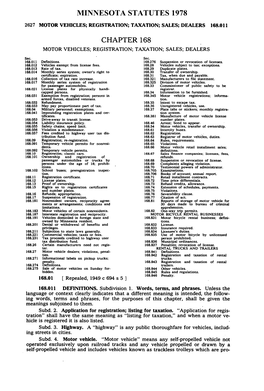 Chapter 168 Minnesota Statutes 1978