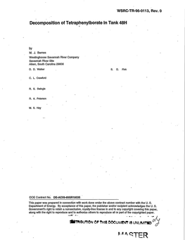 Decomposition of Tetraphenylborate in Tank 48H