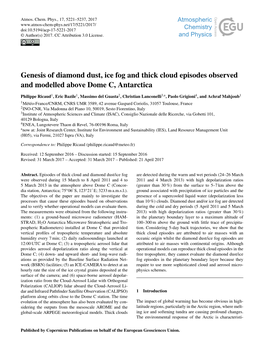 Genesis of Diamond Dust, Ice Fog and Thick Cloud Episodes Observed and Modelled Above Dome C, Antarctica