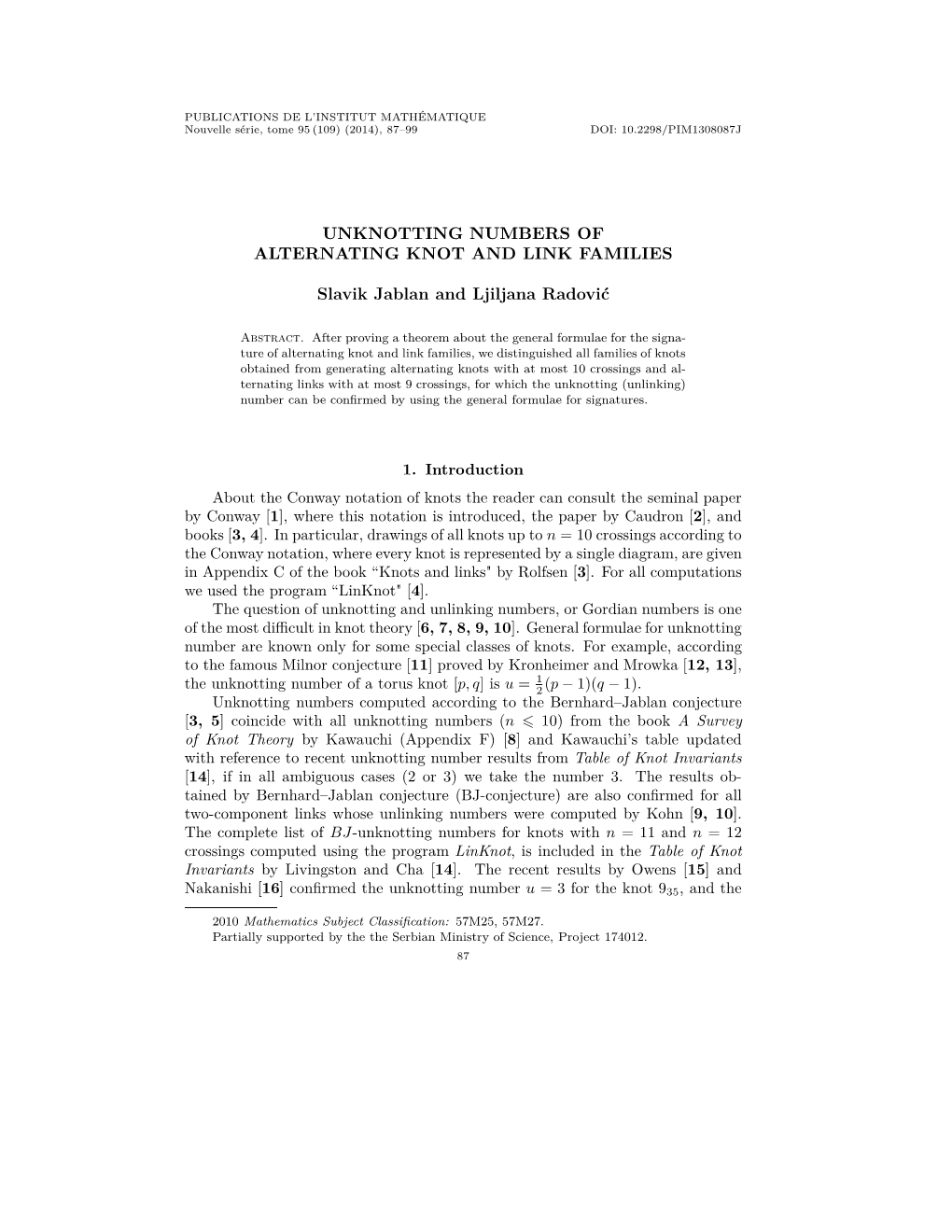 Unknotting Numbers of Alternating Knot and Link Families