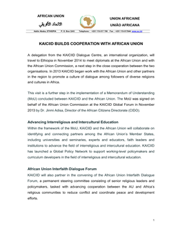 Kaiciid Builds Cooperation with African Union