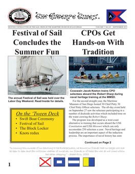 Cpos Get Hands-On with Tradition Festival of Sail Concludes The