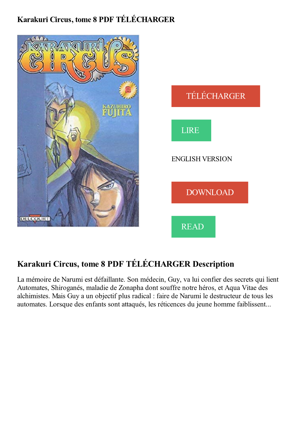 Karakuri Circus, Tome 8 PDF TÉLÉCHARGER