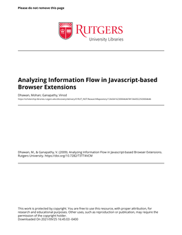 Analyzing Information Flow in Javascript-Based Browser Extensions