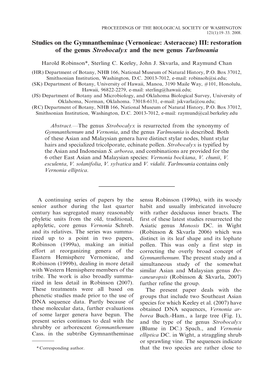 Vernonieae: Asteraceae) III: Restoration of the Genus Strobocalyx and the New Genus Tarlmounia