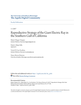 Reproductive Strategy of the Giant Electric Ray in the Southern Gulf of California María I