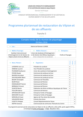 Programme Pluriannuel De Restauration Du Vilpion Et De Ses Affluents