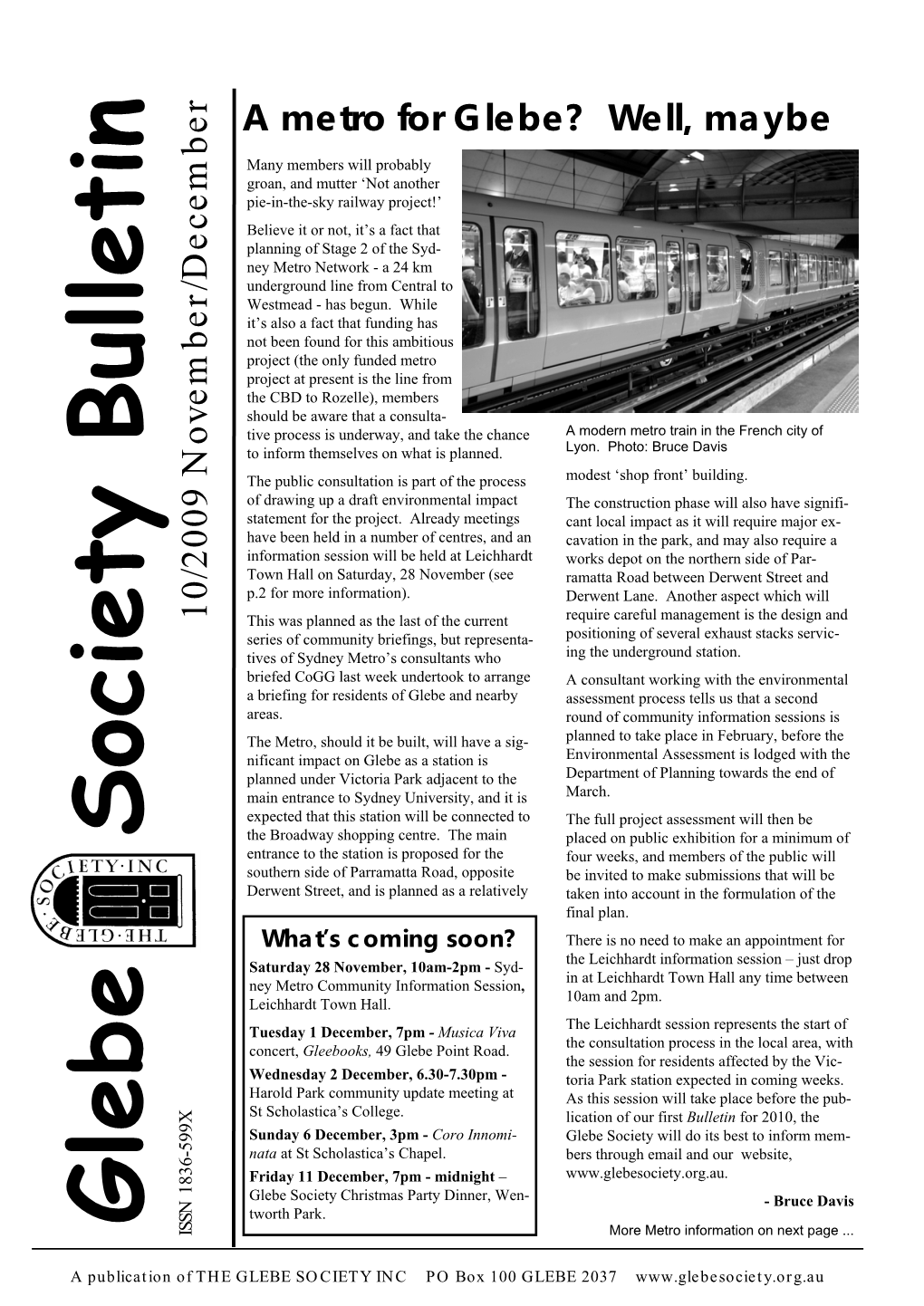 Glebe Society Bulletin 2009 Issue 10