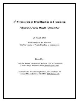 5 Symposium on Breastfeeding and Feminism Informing Public Health