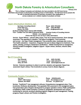 North Dakota Forestry & Arboriculture Consultants