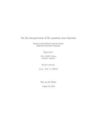 On the Interpretation of the Quantum Wave Function