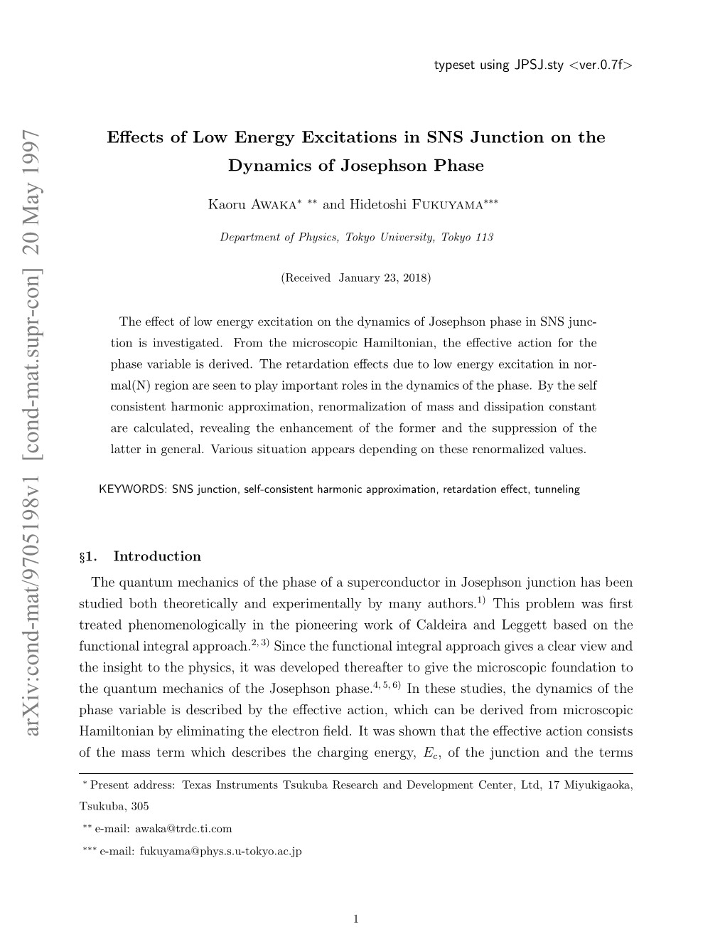 Effects of Low Energy Excitations in SNS Junction on the Dynamics Of