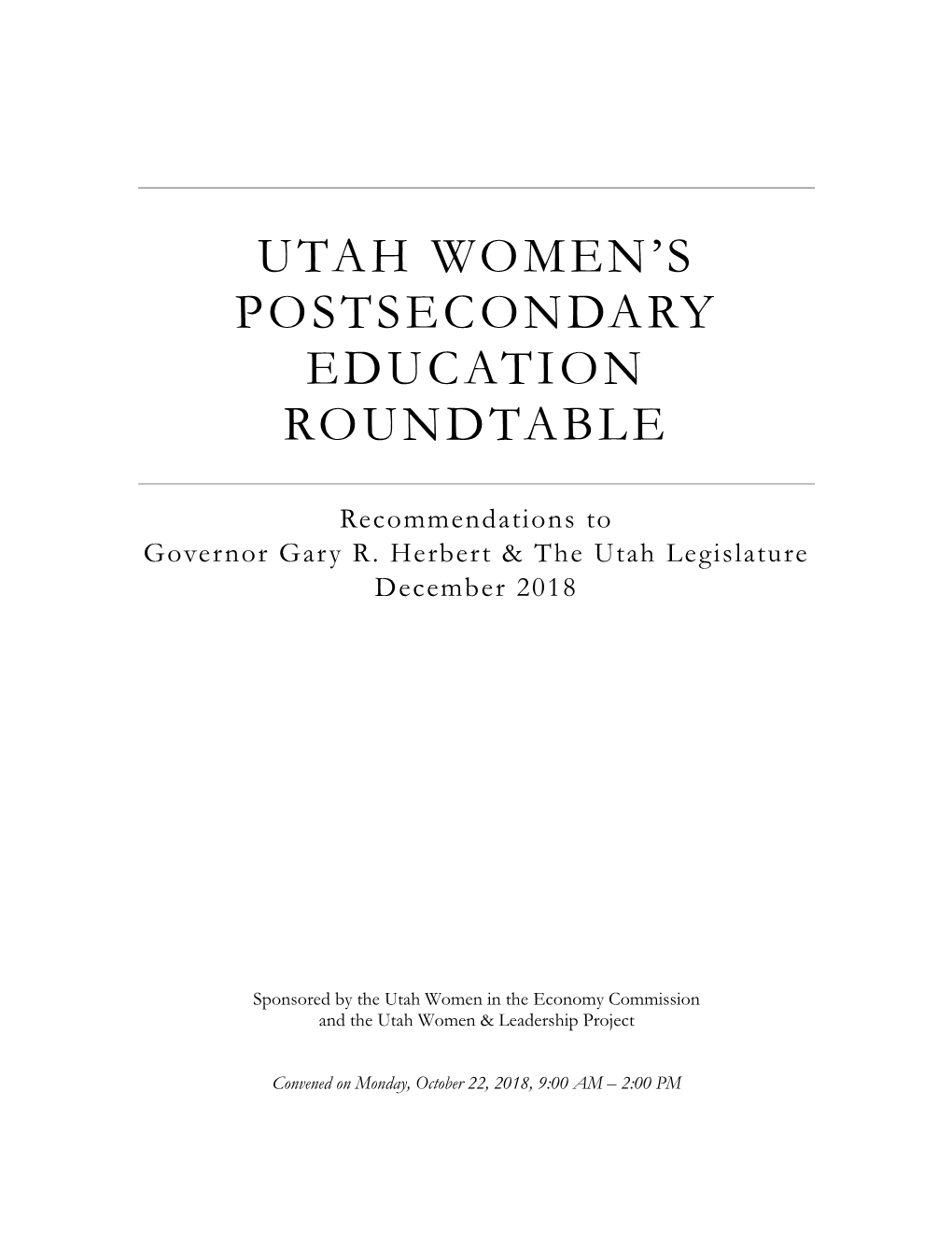 Utah Women's Postsecondary Education