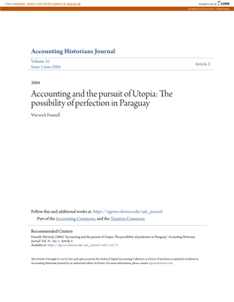 Accounting and the Pursuit of Utopia: the Possibility of Perfection in Paraguay Warwick Funnell