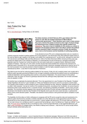 Italy Failed the Test | International Affairs at LSE