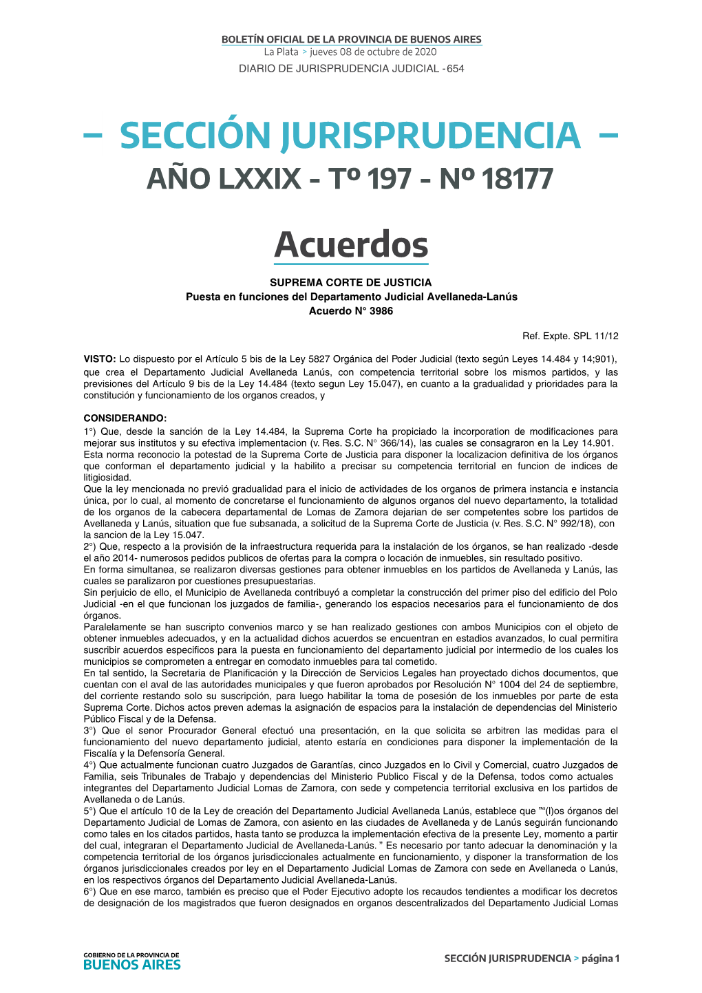 Sección Jurisprudencia Año Lxxix - Tº 197 - Nº 18177