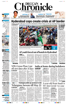 Hyderabad Cops Create Crisis at AP Border