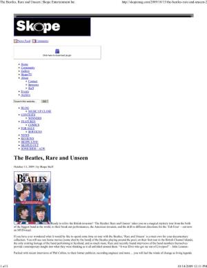 The Beatles, Rare and Unseen | Skope Entertainment Inc