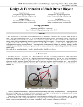Design & Fabrication of Shaft Driven Bicycle