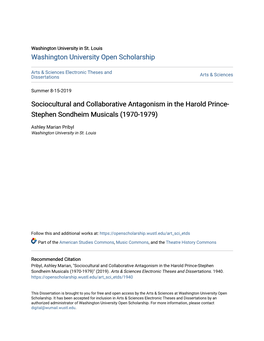 Sociocultural and Collaborative Antagonism in the Harold Prince- Stephen Sondheim Musicals (1970-1979)