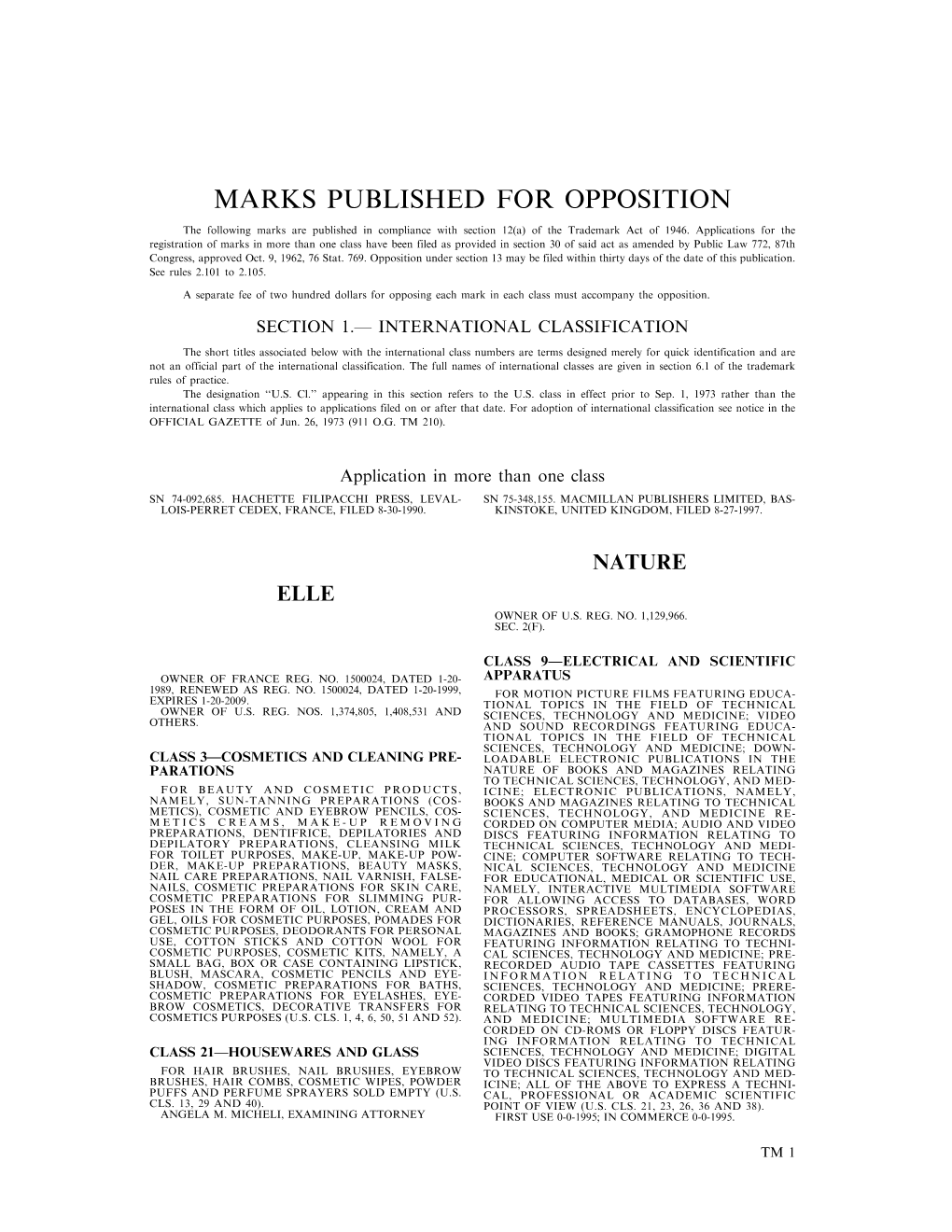 Marks Published for Opposition