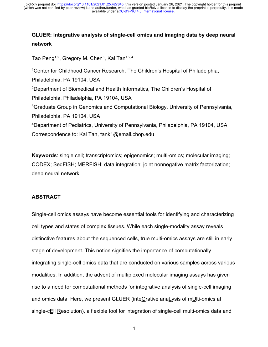 GLUER: Integrative Analysis of Single-Cell Omics and Imaging Data by Deep Neural Network