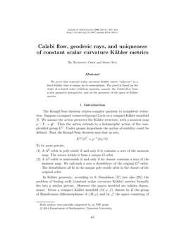 Xiuxiong Chen, Song Sun, Calabi Flow, Uniqueness of Csck Metrics