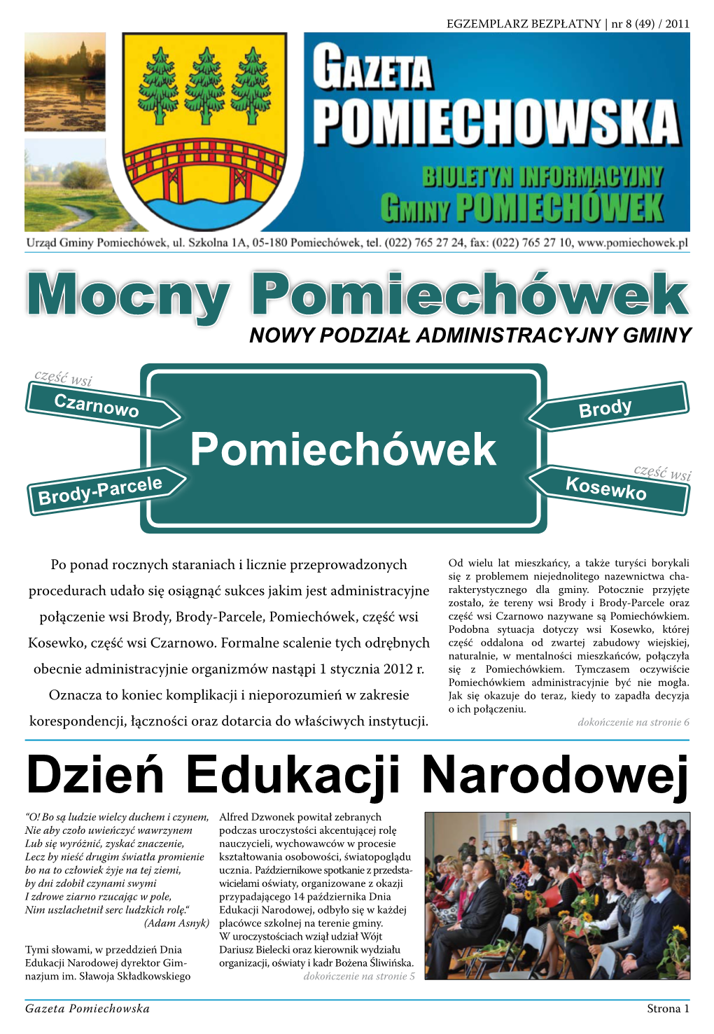 Mocny Pomiechówek NOWY PODZIAŁ ADMINISTRACYJNY GMINY