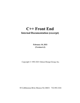 C++ Front End Internal Documentation (Excerpt)