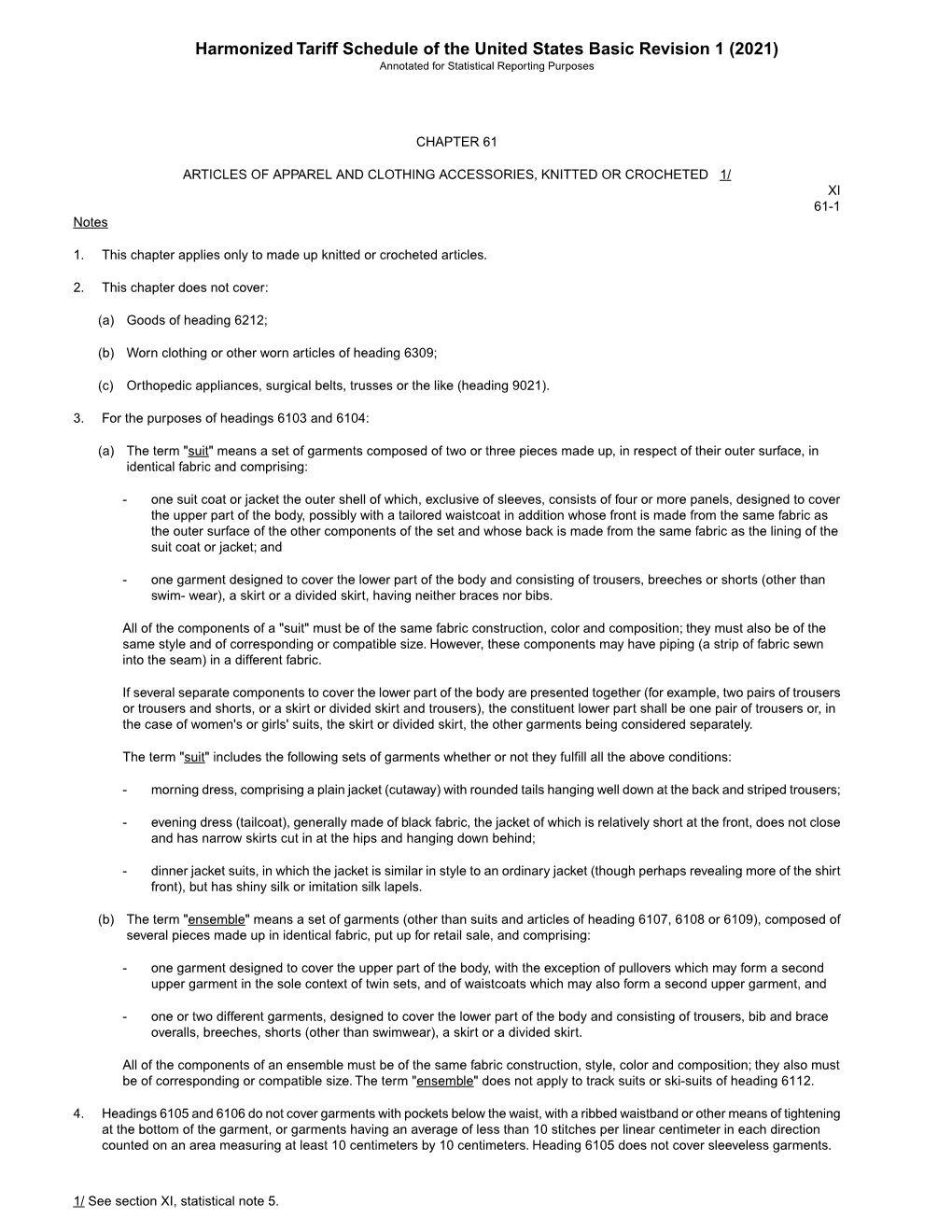 Harmonized Tariff Schedule of the United States Basic Revision 1 (2021