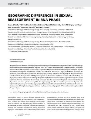 Geographic Differences in Sexual Reassortment in Rna Phage