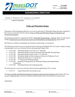 Engineering Directive on Walks and Wheelchair Ramps