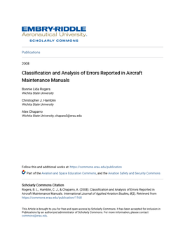 Classification and Analysis of Errors Reported in Aircraft Maintenance Manuals